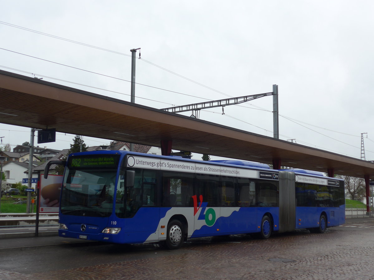 (179'621) - VZO Grningen - Nr. 110/ZH 745'110 - Mercedes am 16. April 2017 beim Bahnhof Wetzikon