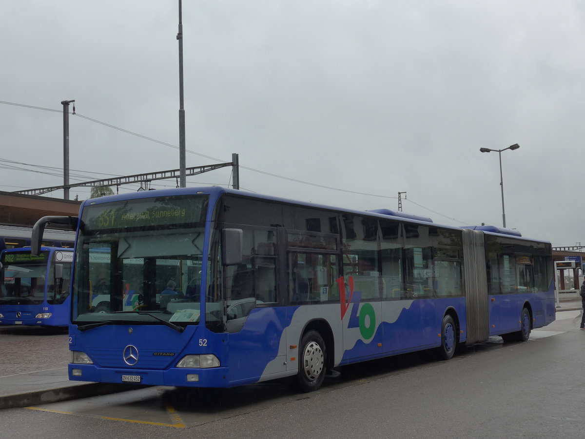 (179'623) - VZO Grningen - Nr. 52/ZH 632'452 - Mercedes am 16. April 2017 beim Bahnhof Wetzikon