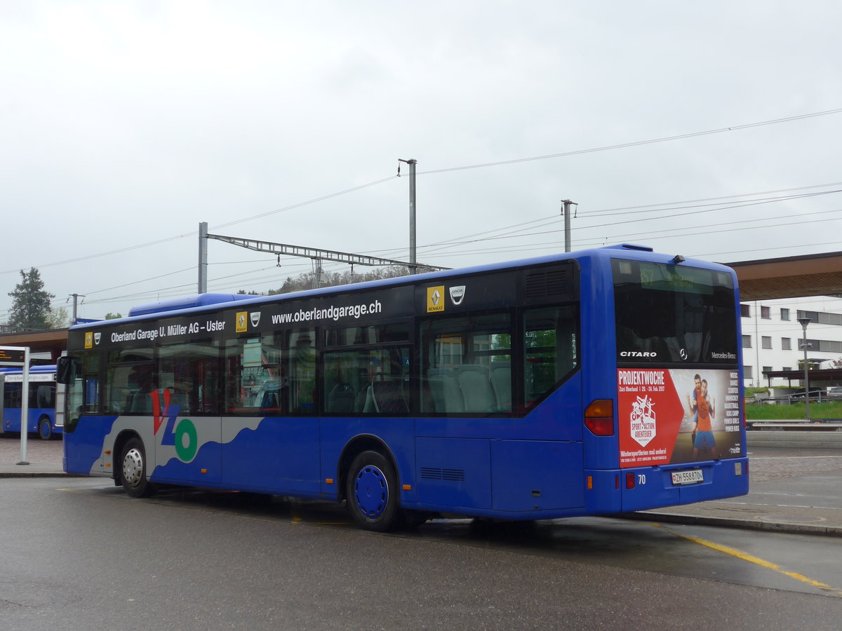 (179'624) - VZO Grningen - Nr. 70/ZH 558'870 - Mercedes am 16. April 2017 beim Bahnhof Wetzikon