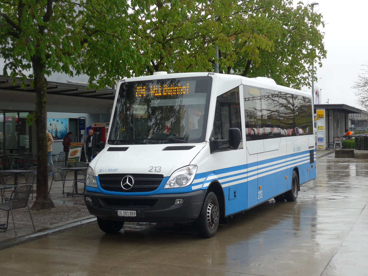 (179'714) - WilMobil, Wil - Nr. 213/SG 381'889 - Mercedes/Kutsenits am 26. April 2017 beim Bahnhof Wil