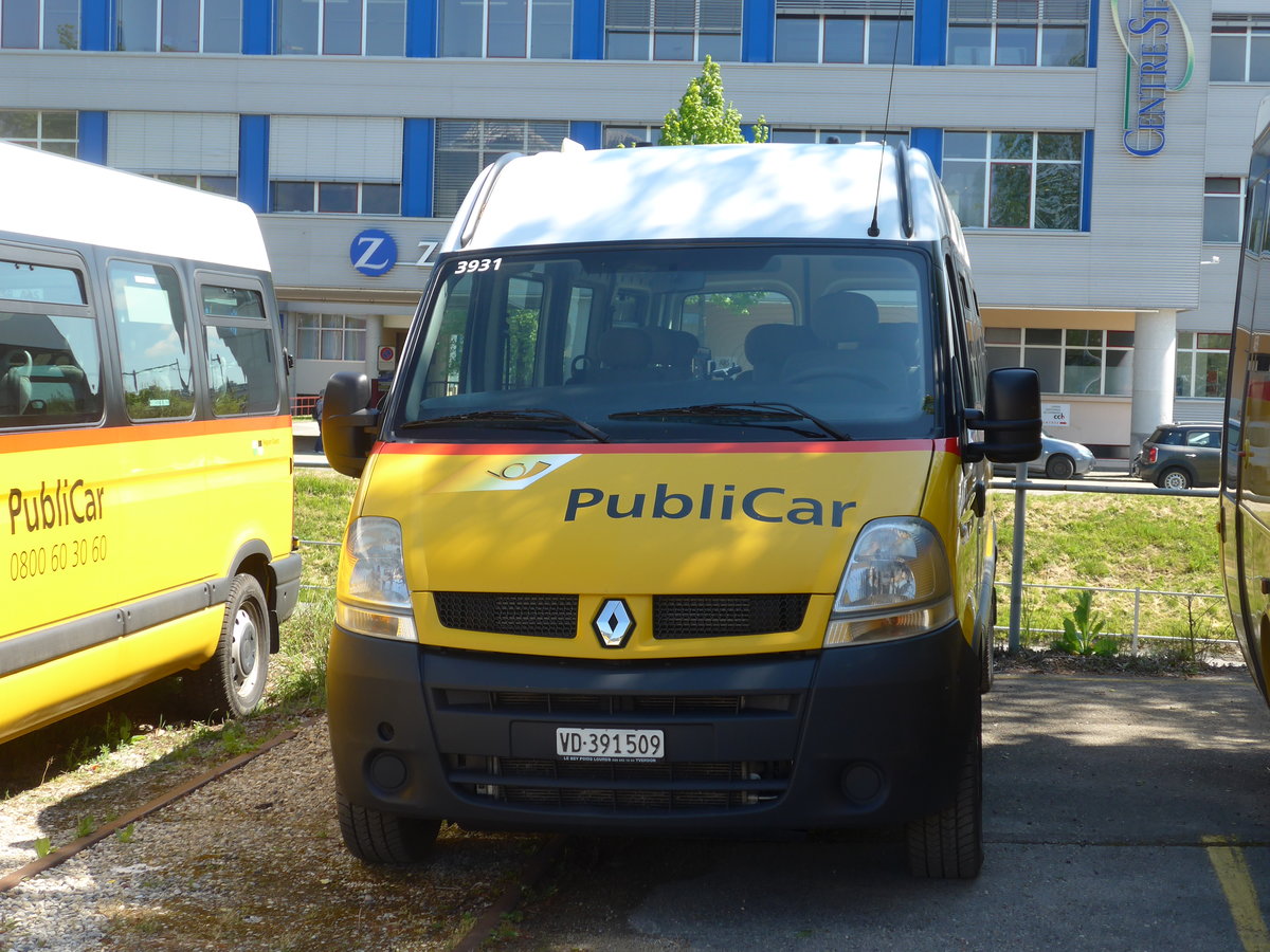 (179'860) - CarPostal Ouest - VD 391'509 - Renault am 29. April 2017 in Yverdon, Garage