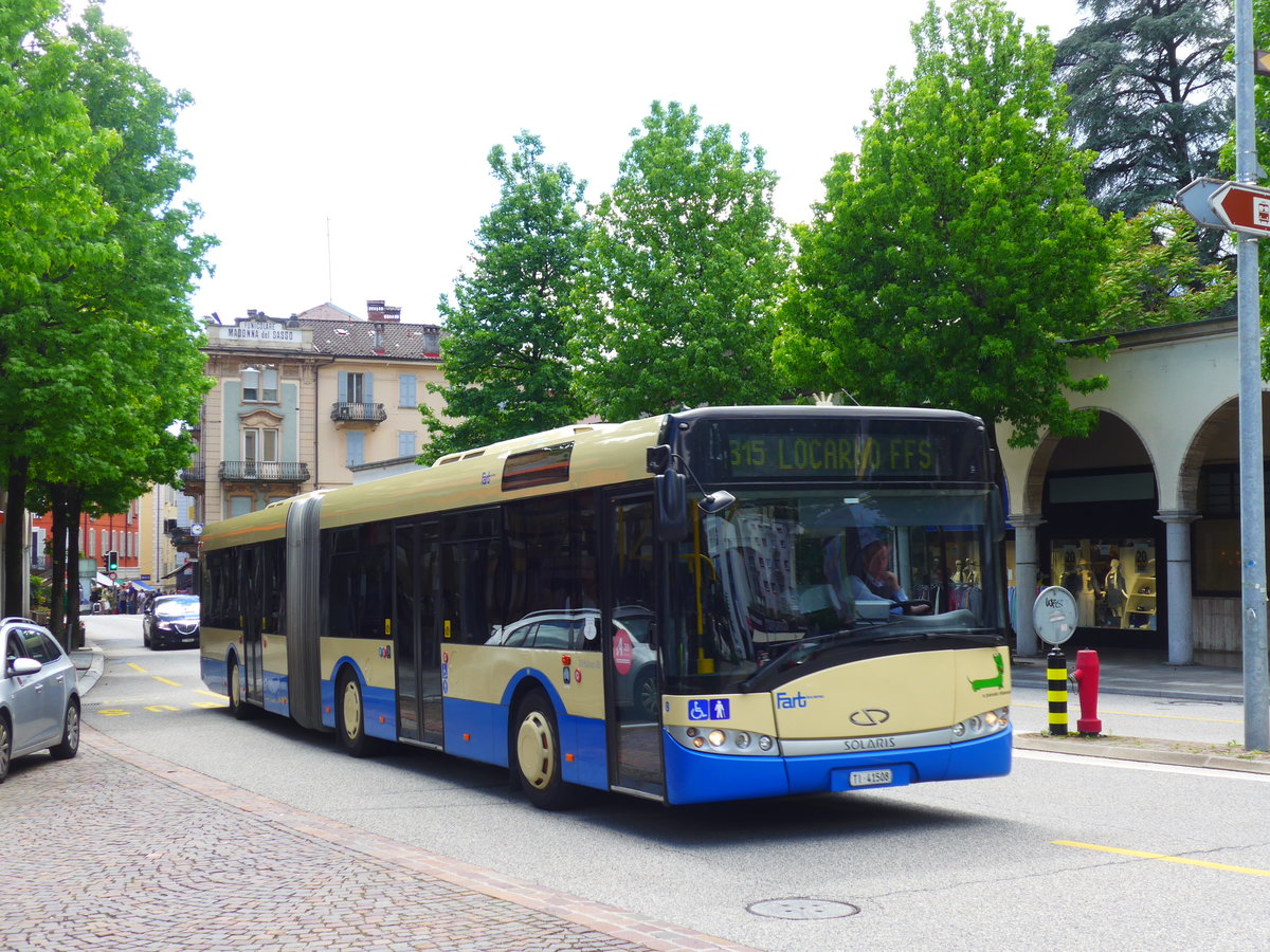 (180'090) - FART Locarno - Nr. 8/TI 41'508 - Solaris am 13. Mai 2017 beim Bahnhof Locarno