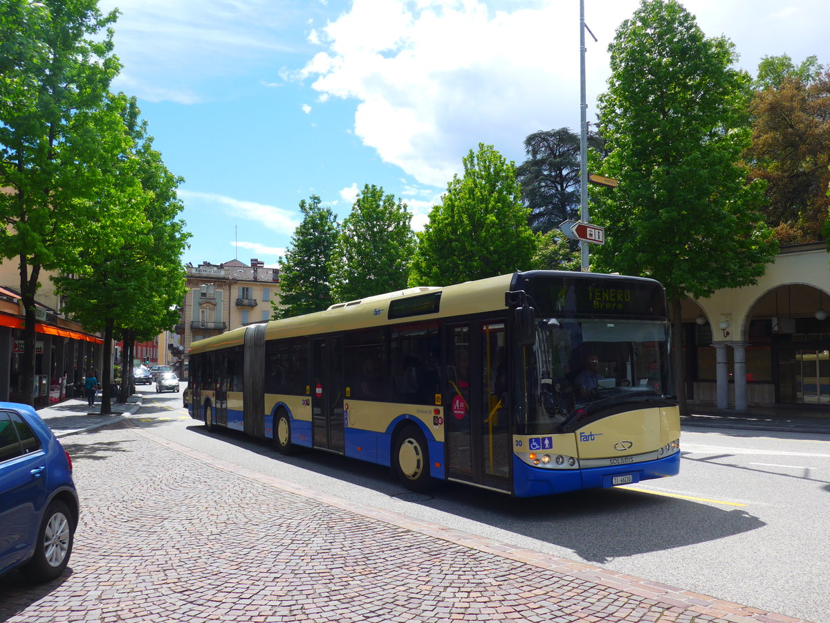 (180'096) - FART Locarno - Nr. 30/TI 46'230 - Solaris am 13. Mai 2017 beim Bahnhof Locarno