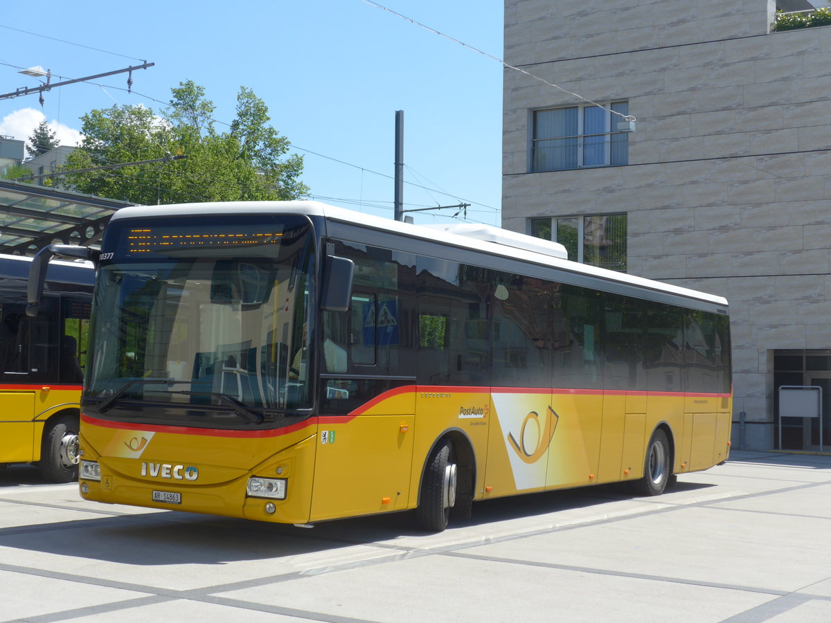 (180'338) - PostAuto Ostschweiz - AR 14'863 - Iveco am 22. Mai 2017 beim Bahnhof Teufen