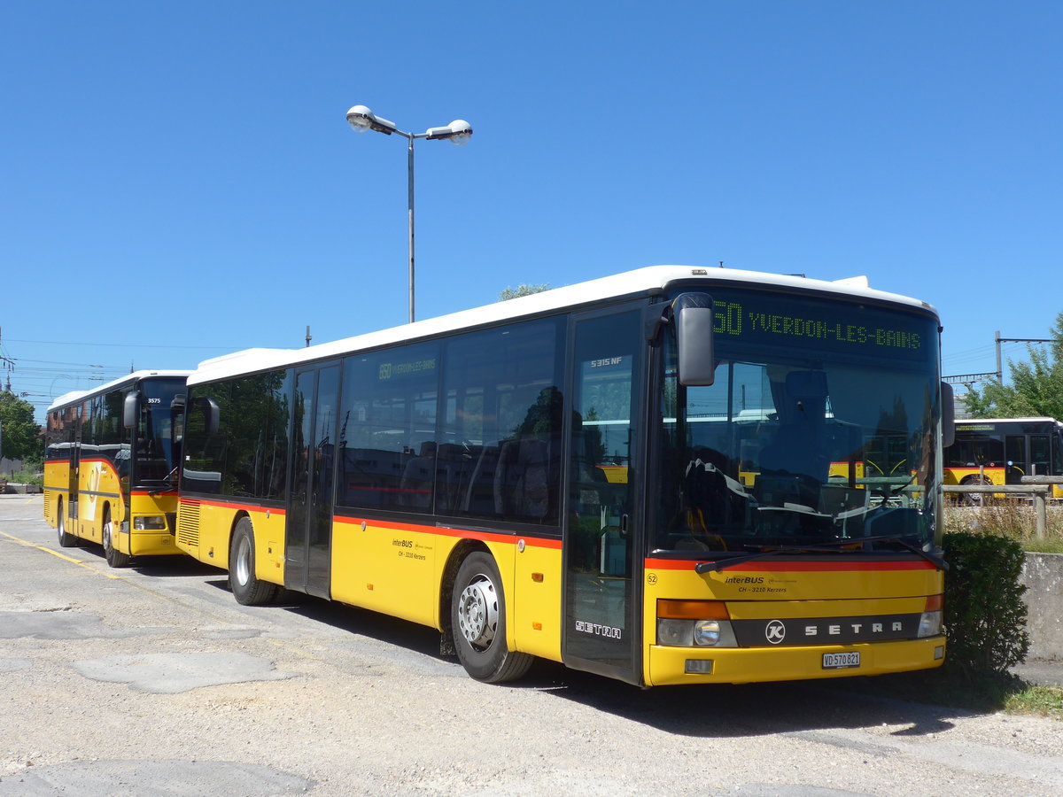 (181'177) - Interbus, Yverdon - Nr. 52/VD 570'821 - Setra (ex Funi-Car, Biel Nr. 21; ex CarPostal Ouest; ex P 25'604) am 18. Juni 2017 in Yverdon, Postgarage (Einsatz PostAuto)