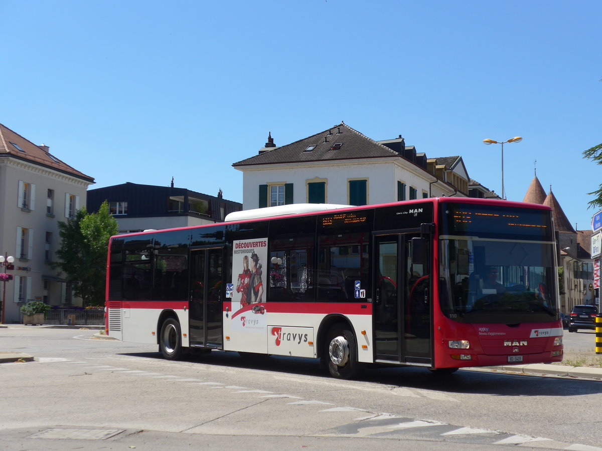 (181'202) - TRAVYS Yverdon - Nr. 110/VD 1419 - MAN am 18. Juni 2017 beim Bahnhof Yverdon