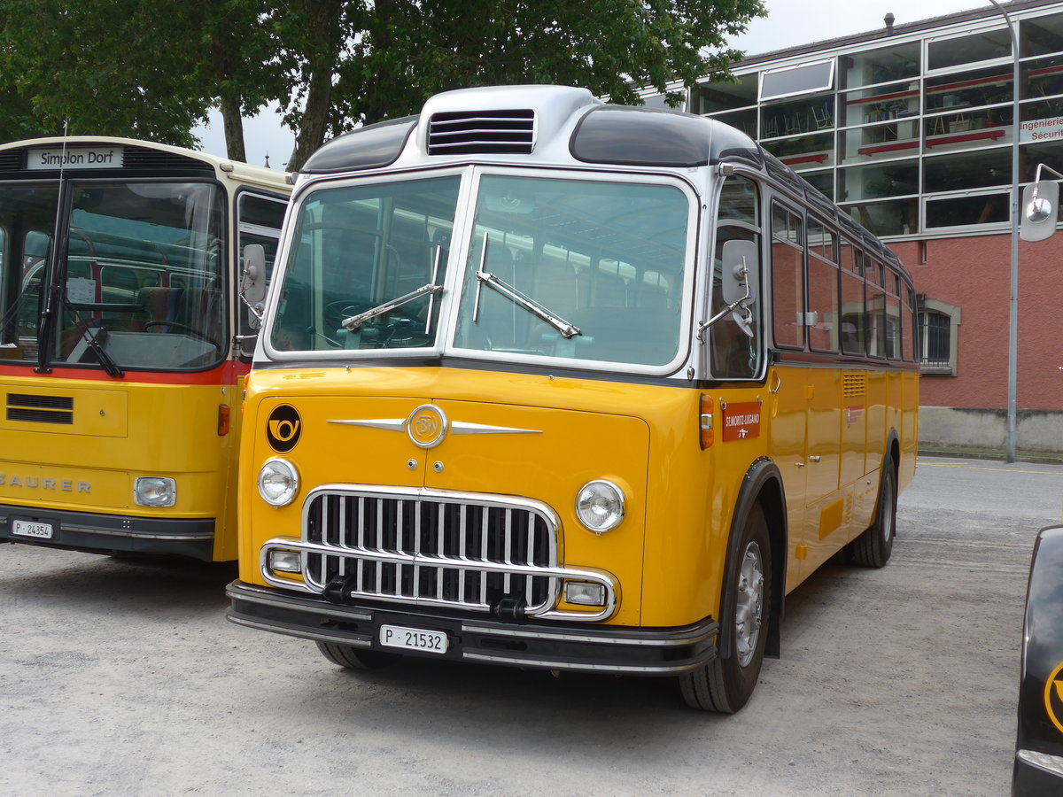 (181'256) - Riviera Carburant Lavage, St-Lgier -  P 21'532  - FBW/Eggli (ex FBW-Club, Mnnedorf; ex Museum fr Kommunikation, Bern; ex Polizeidirektion, Bern; ex P 24'032) am 24. Juni 2017 in Aigle, Saurertreffen