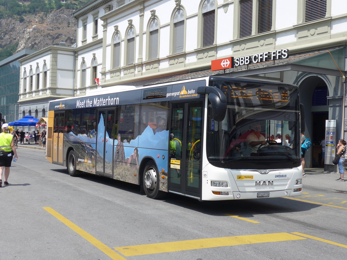 (181'357) - PostAuto Wallis - VS 449'116 - MAN am 24. Juni 2017 beim Bahnhof Brig