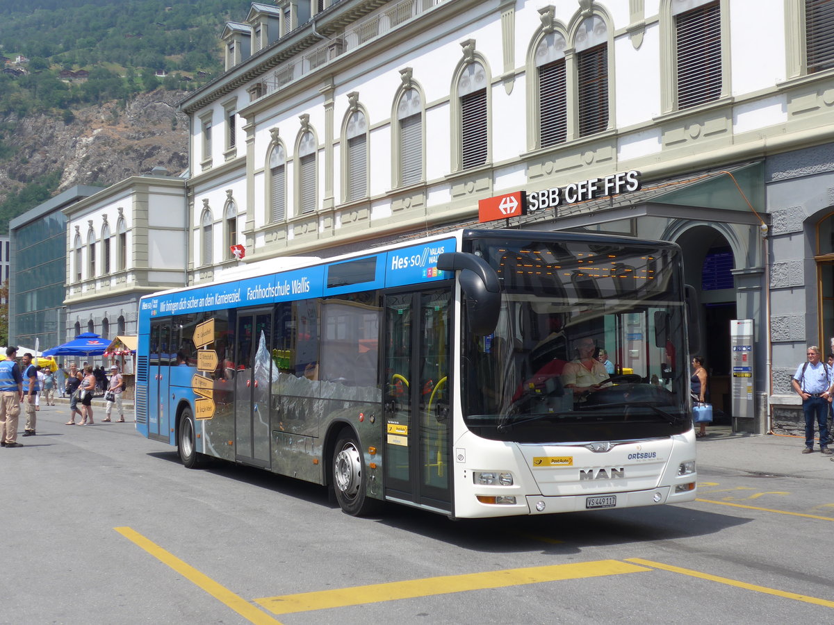 (181'358) - PostAuto Wallis - VS 449'117 - MAN am 24. Juni 2017 beim Bahnhof Brig