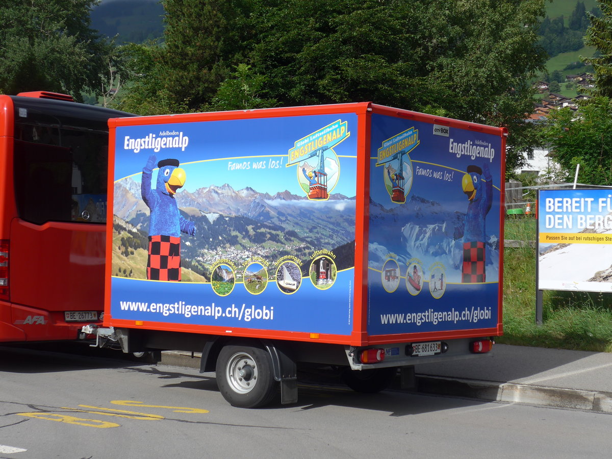 (181'616) - AFA Adelboden - Nr. 71/BE 681'633 - Niederhauser Gepckanhnger am 1. Juli 2017 beim Bahnhof Frutigen