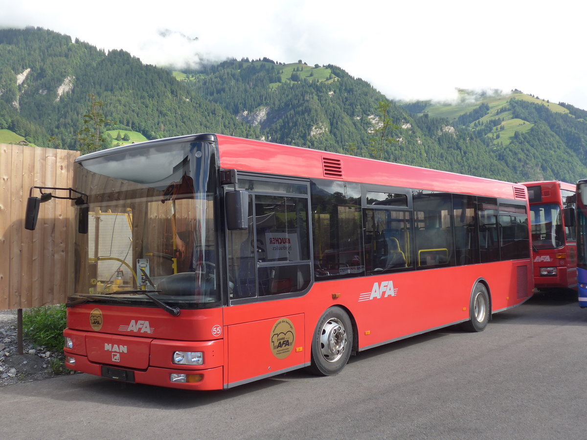 (181'627) - AFA Adelboden - Nr. 55 - MAN/Gppel am 1. Juli 2017 in Frutigen, Garage