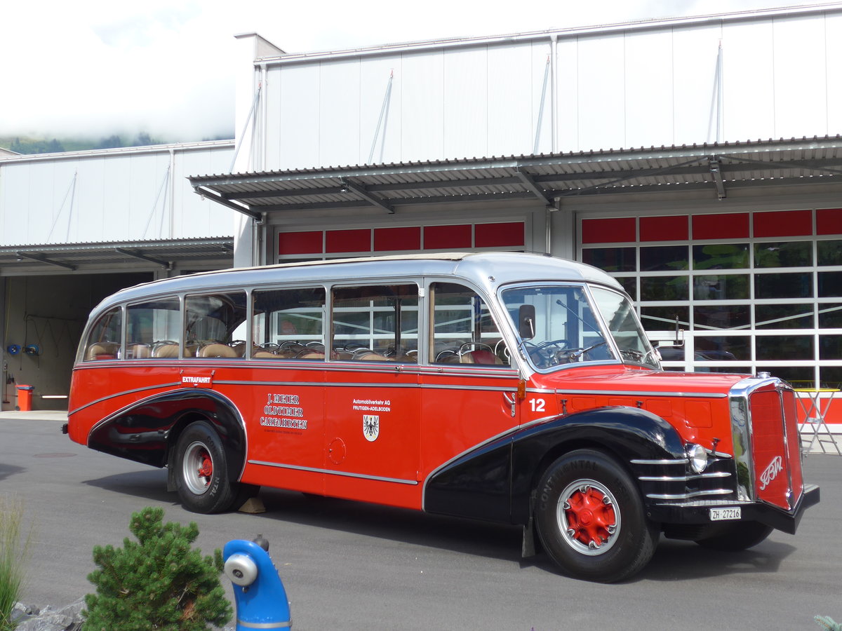 (181'633) - Meier, Grt - Nr. 12/ZH 27'216 - FBW/R&J (ex Wespe, Altsttten; ex AFA Adelboden Nr. 12) am 1. Juli 2017 in Frutigen, Garage AFA