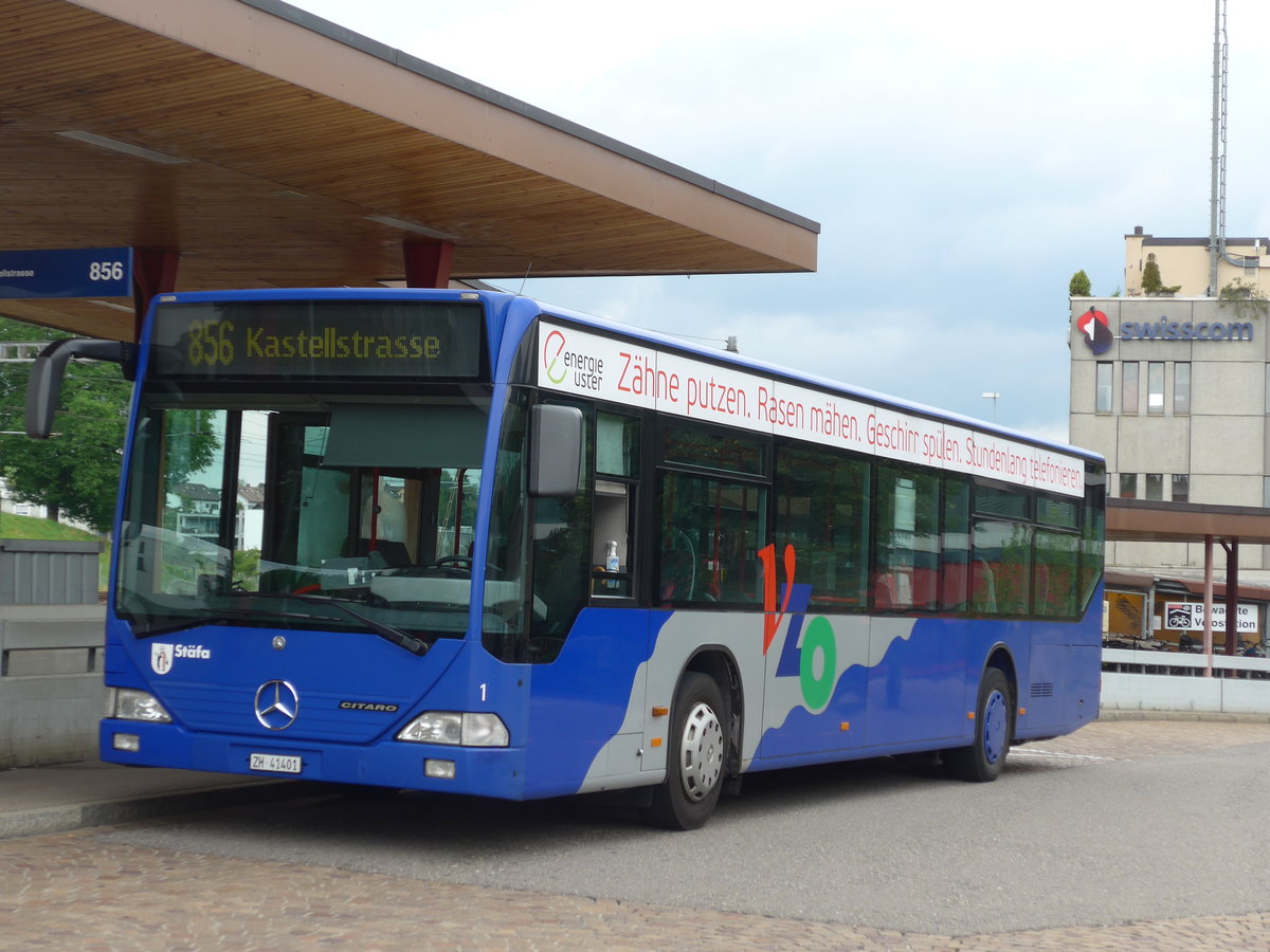 (181'956) - VZO Grningen - Nr. 1/ZH 41'401 - Mercedes am 10. Juli 2017 beim Bahnhof Wetzikon