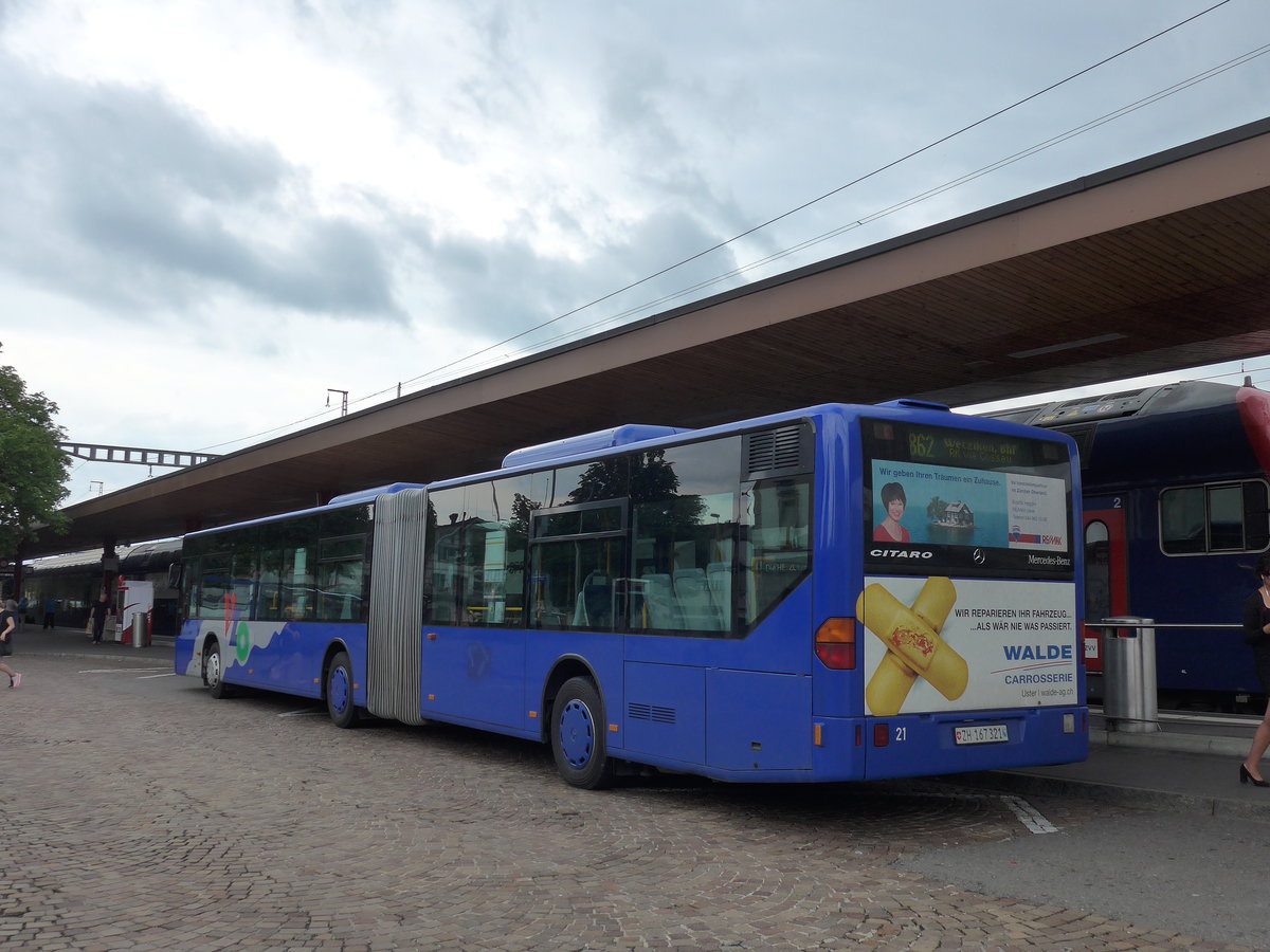 (181'967) - VZO Grningen - Nr. 21/ZH 167'321 - Mercedes am 10. Juli 2017 beim Bahnhof Wetzikon