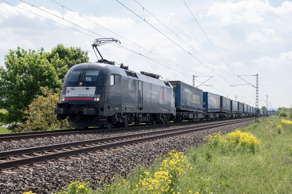 182 599-1 mit einem KLV-Zug am 14. Mi 2015 bei Thngersheim.