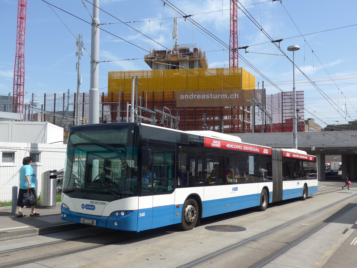 (182'644) - VBZ Zrich - Nr. 546/ZH 730'546 - Neoplan am 3. August 2017 beim Bahnhof Zrich-Oerlikon