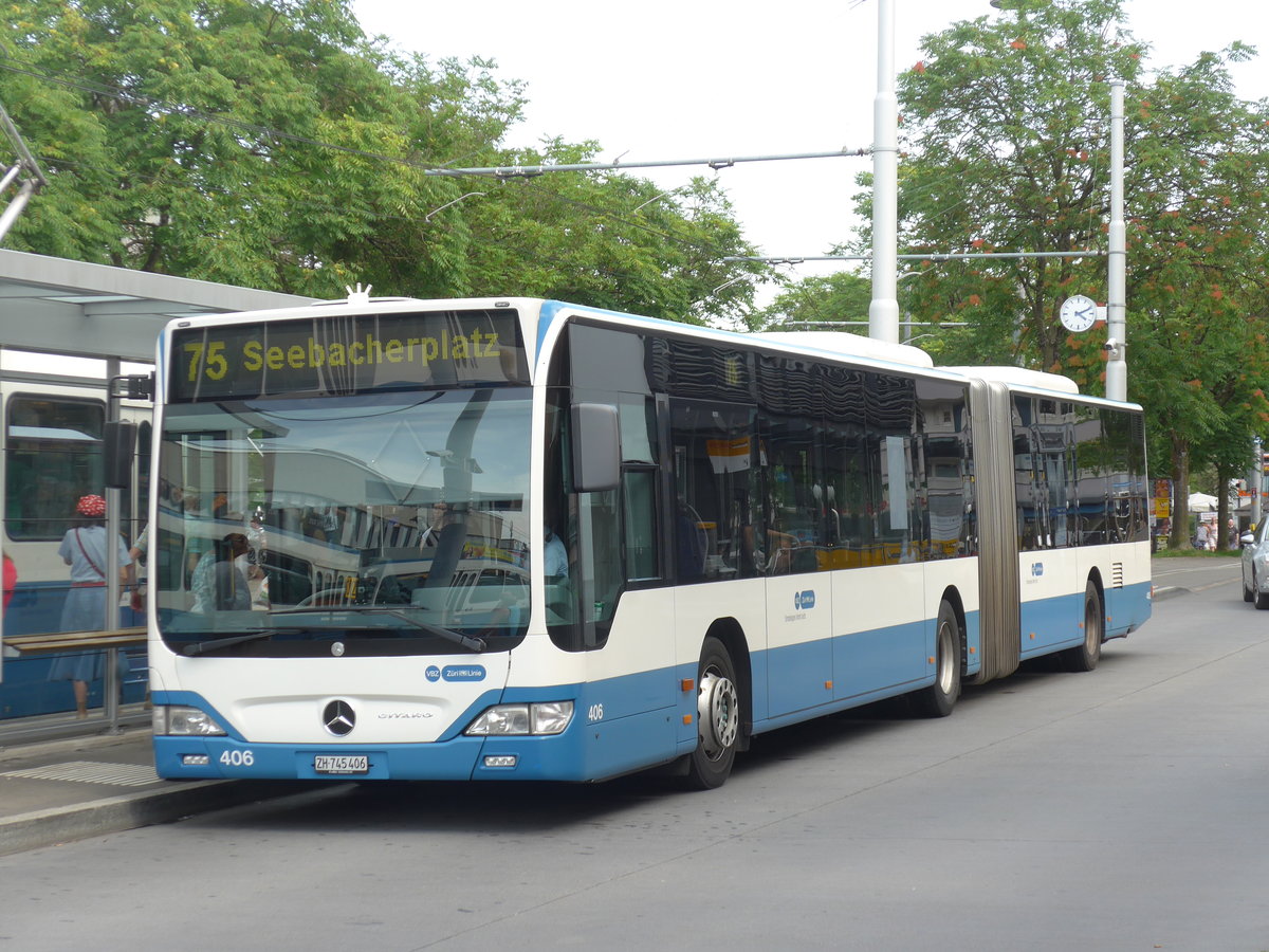 (182'678) - VBZ Zrich - Nr. 406/ZH 745'406 - Mercedes am 3. August 2017 in Zrich, Schwamendingerplatz