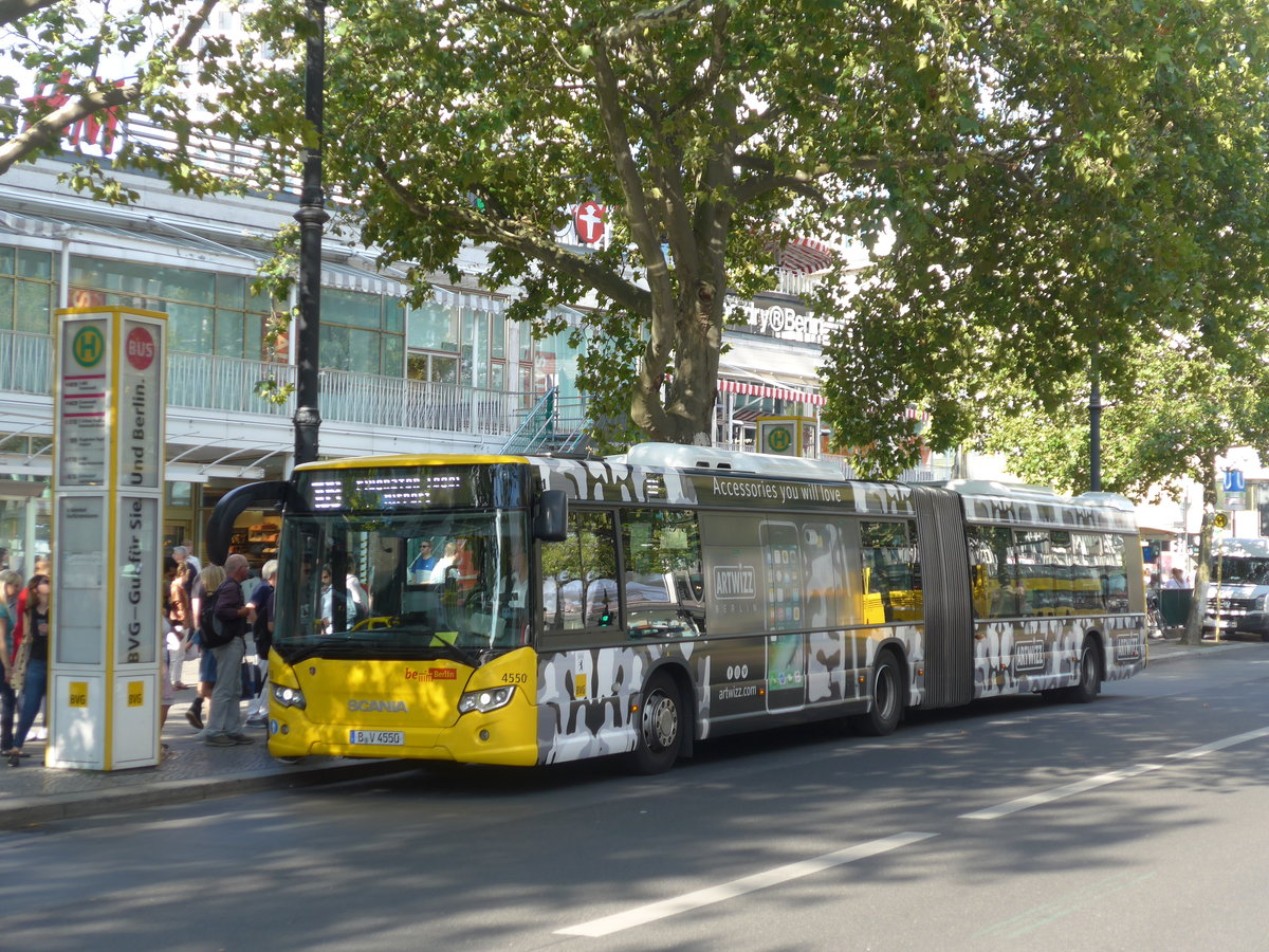 (183'241) - BVG Berlin - Nr. 4550/B-V 4550 - Scania am 9. August 2017 in Berlin, Kurfrstendamm