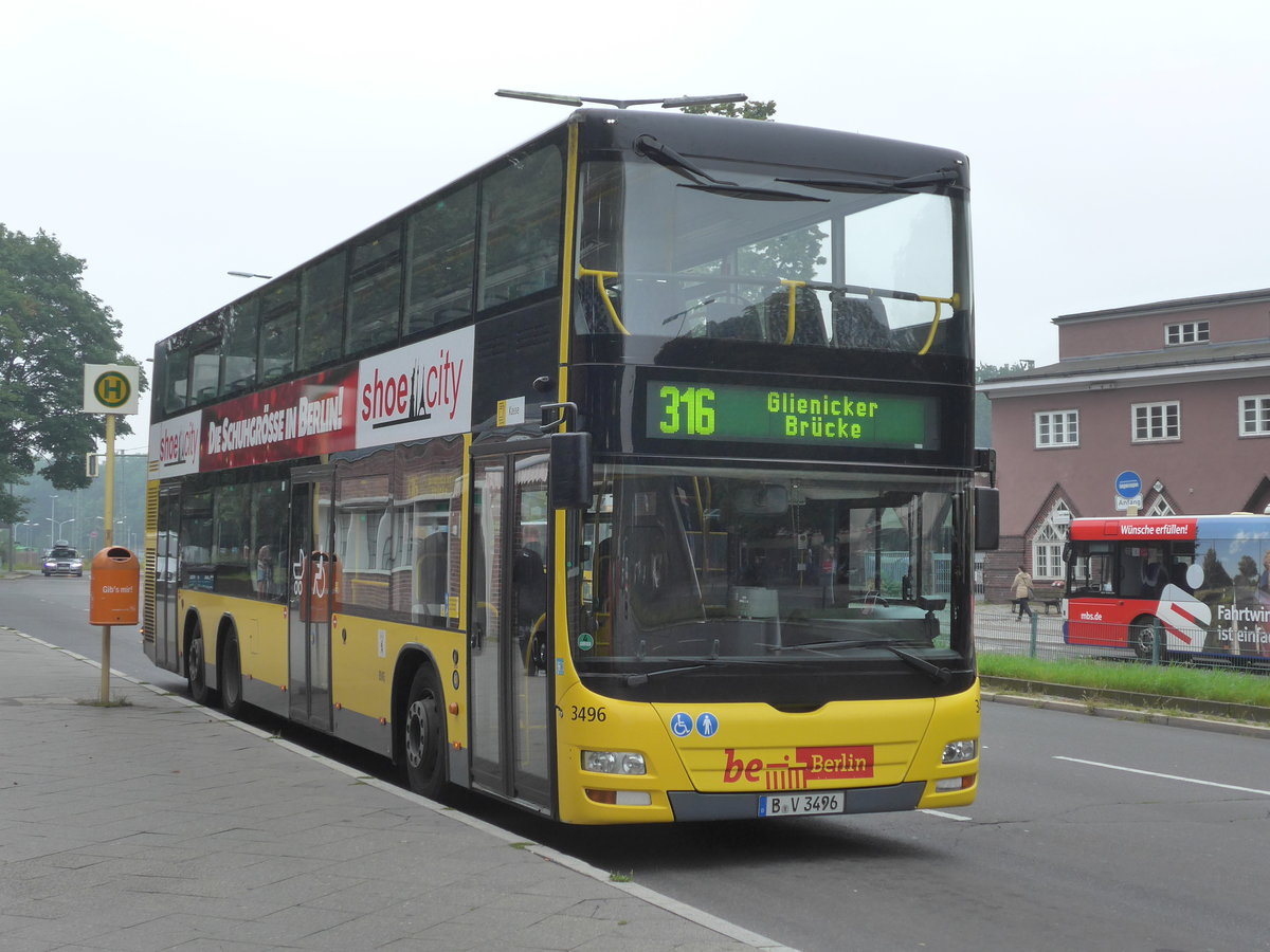 (183'417) - BVG Berlin - Nr. 3496/B-V 3496 - MAN am 11. August 2017 in Berlin, Wannsee