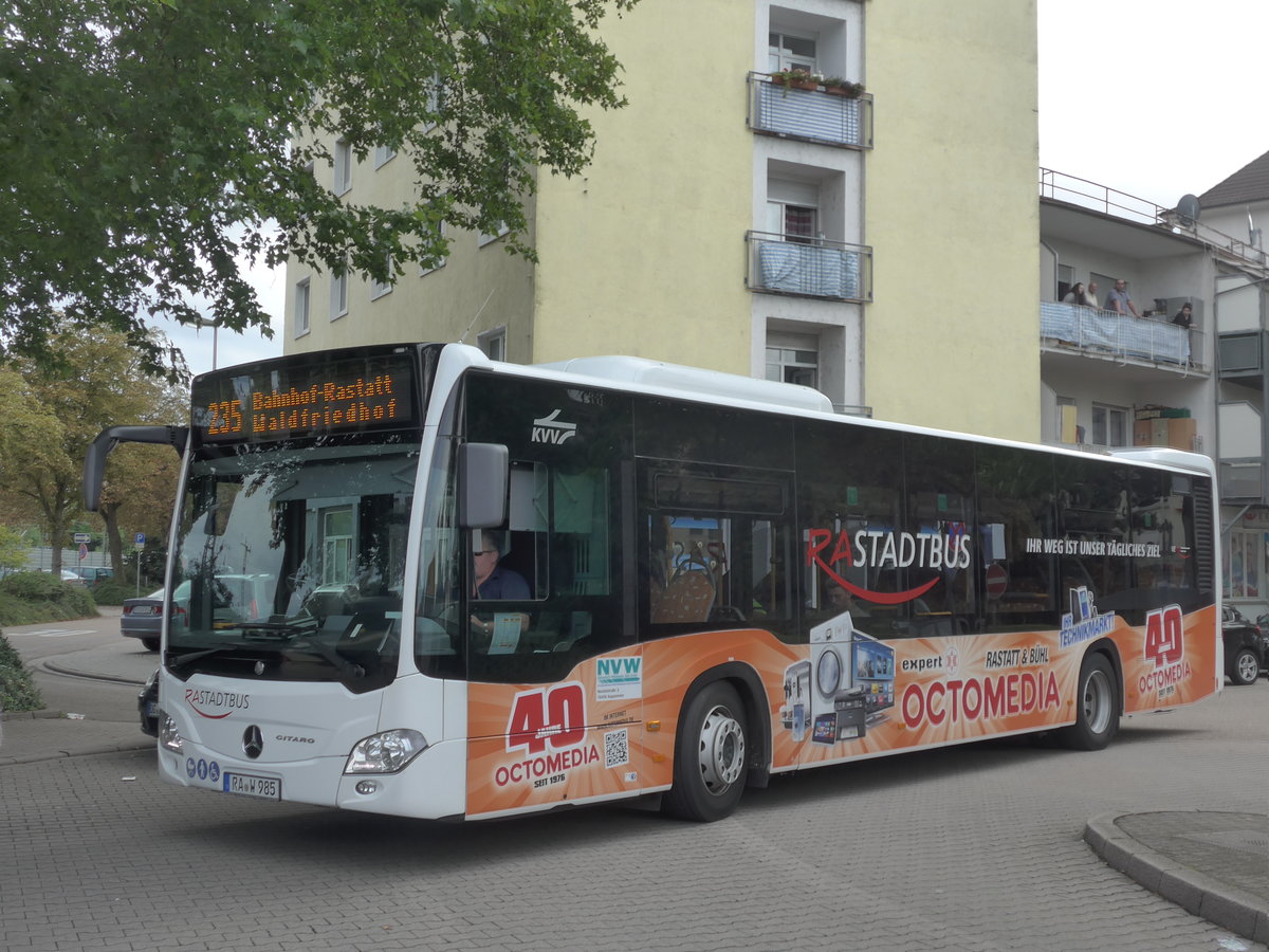 (183'509) - VERA Rastatt - RA-W 985 - Mercedes am 12. August 2017 beim Hauptbahnhof Raststatt