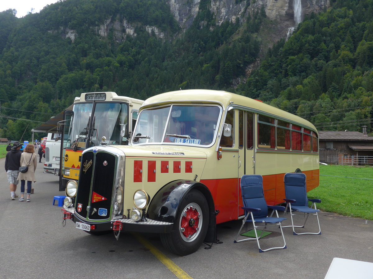 (183'562) - Imfeld, Sachseln - OW 10'062 - Saurer/Tscher (ex Ltscher, Neuheim) am 19. August 2017 in Unterbach, Rollfeld