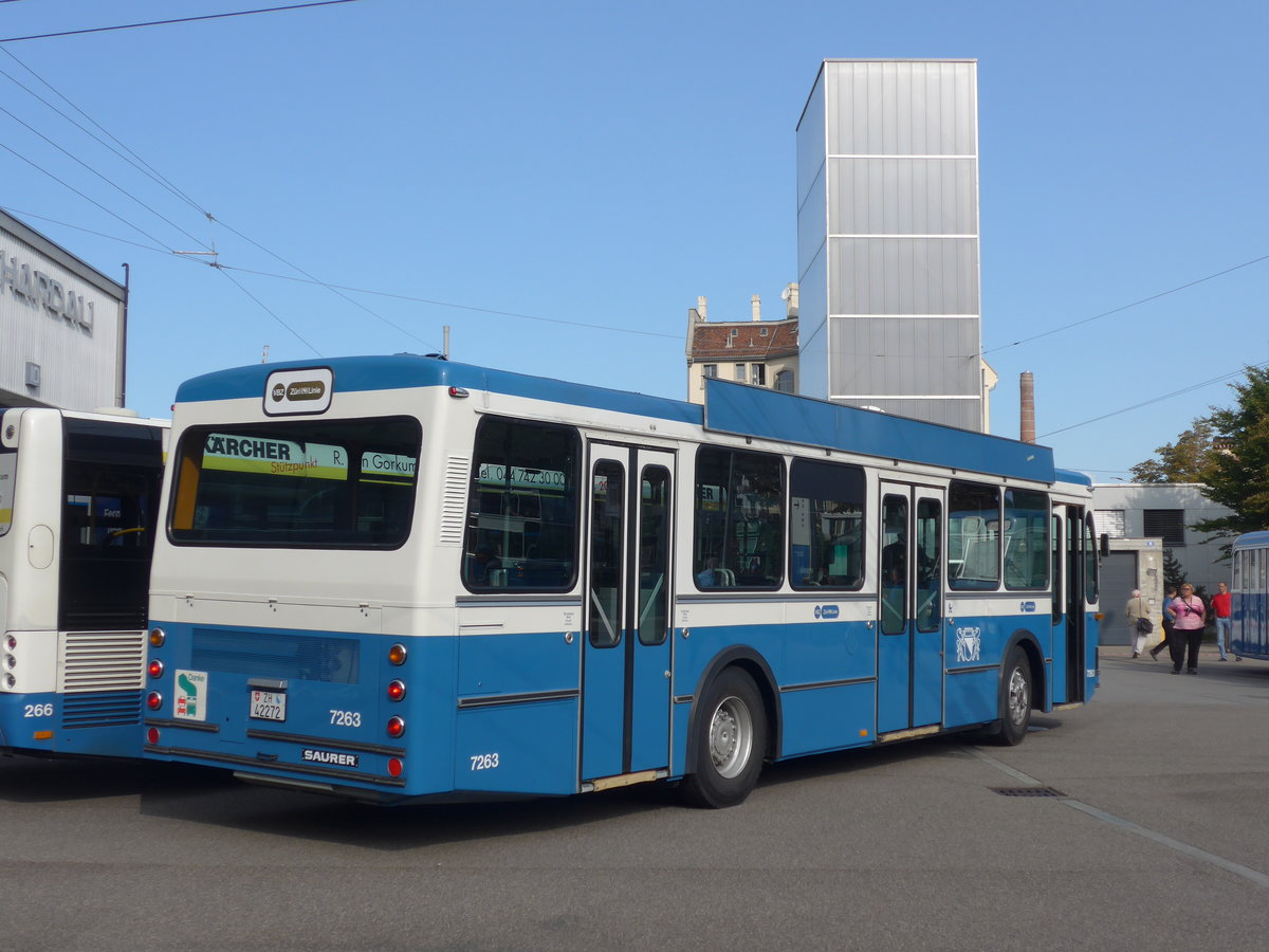 (183'669) - VBZ Zrich - Nr. 7263/ZH 42'272 - Saurer/R&J (ex Nr. 473; ex Nr. 9017; ex Nr. 263) am 20. August 2017 in Zrich, Garage Hardau