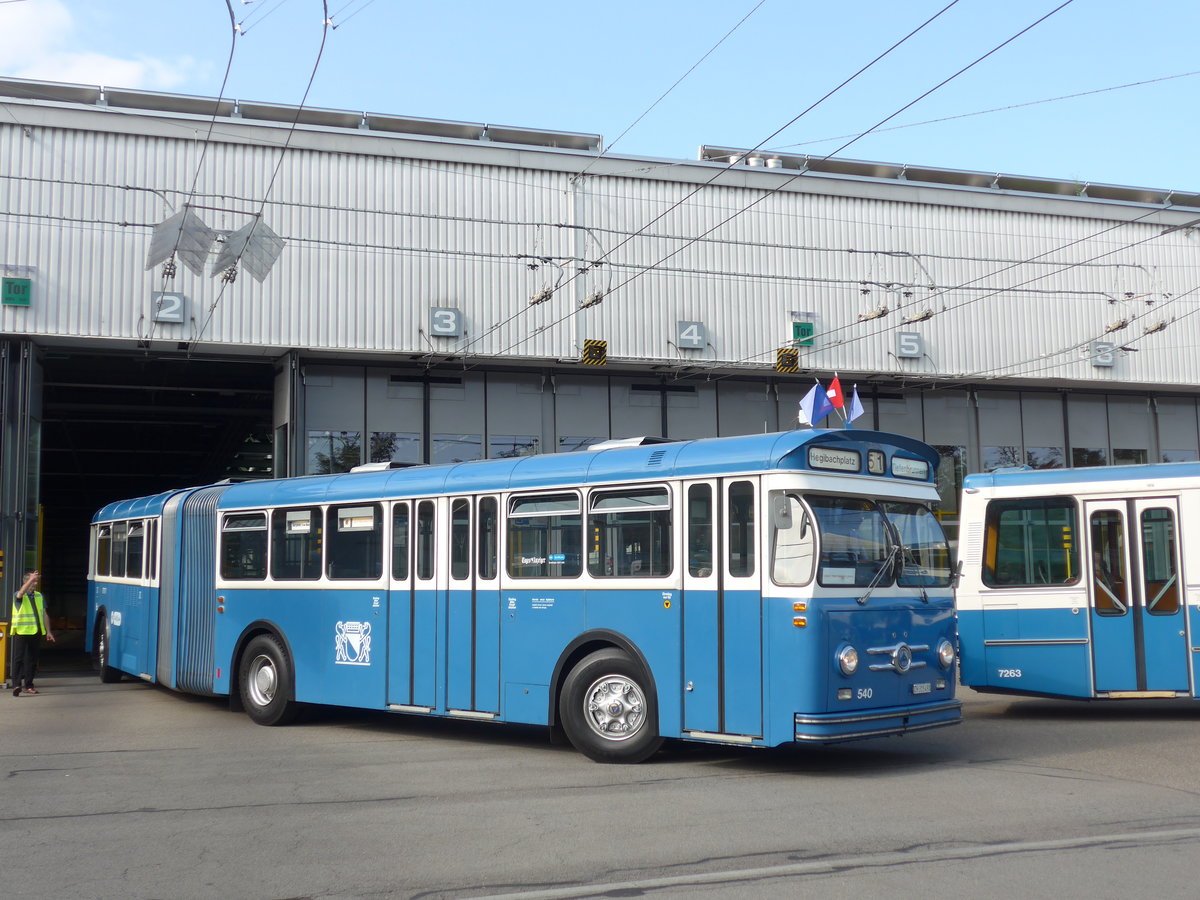 (183'678) - VBZ Zrich (TMZ) - Nr. 540/ZH 315'491 - Saurer/Saurer (ex Nr. 7540; ex Nr. 540) am 20. August 2017 in Zrich, Garage Hardau