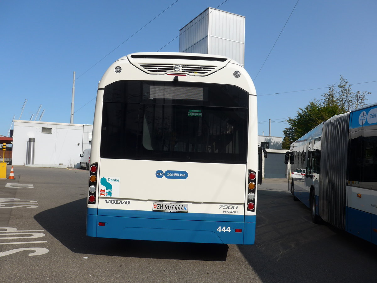 (183'703) - VBZ Zrich - Nr. 444/ZH 907'444 - Volvo am 20. August 2017 in Zrich, Garage Hardau