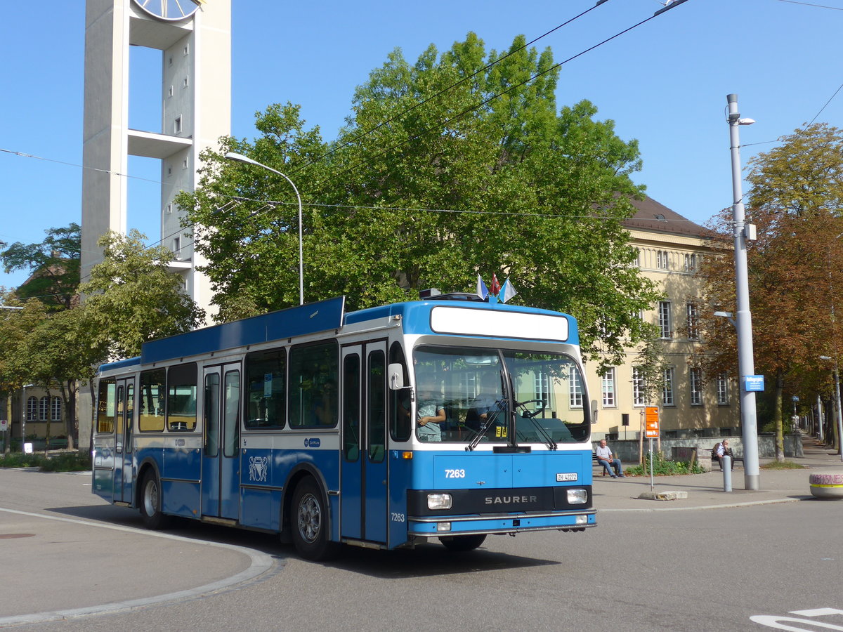 (183'709) - VBZ Zrich - Nr. 7263/ZH 42'272 - Saurer/R&J (ex Nr. 473; ex Nr. 9017; ex Nr. 263) am 20. August 2017 in Zrich, Bullingerplatz