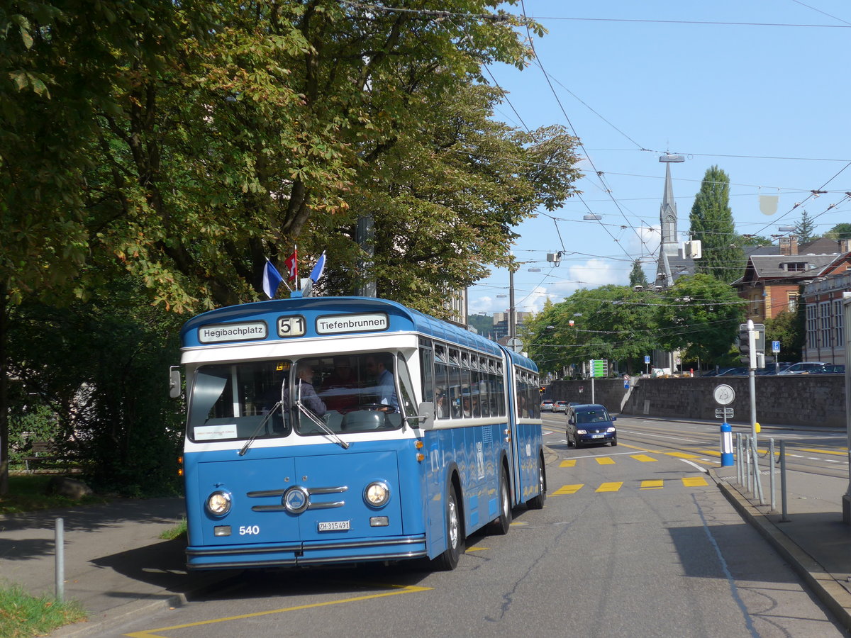 (183'716) - VBZ Zrich (TMZ) - Nr. 540/ZH 315'491 - Saurer/Saurer (ex Nr. 7540; ex Nr. 540) am 20. August 2017 in Zrich, Neumarkt