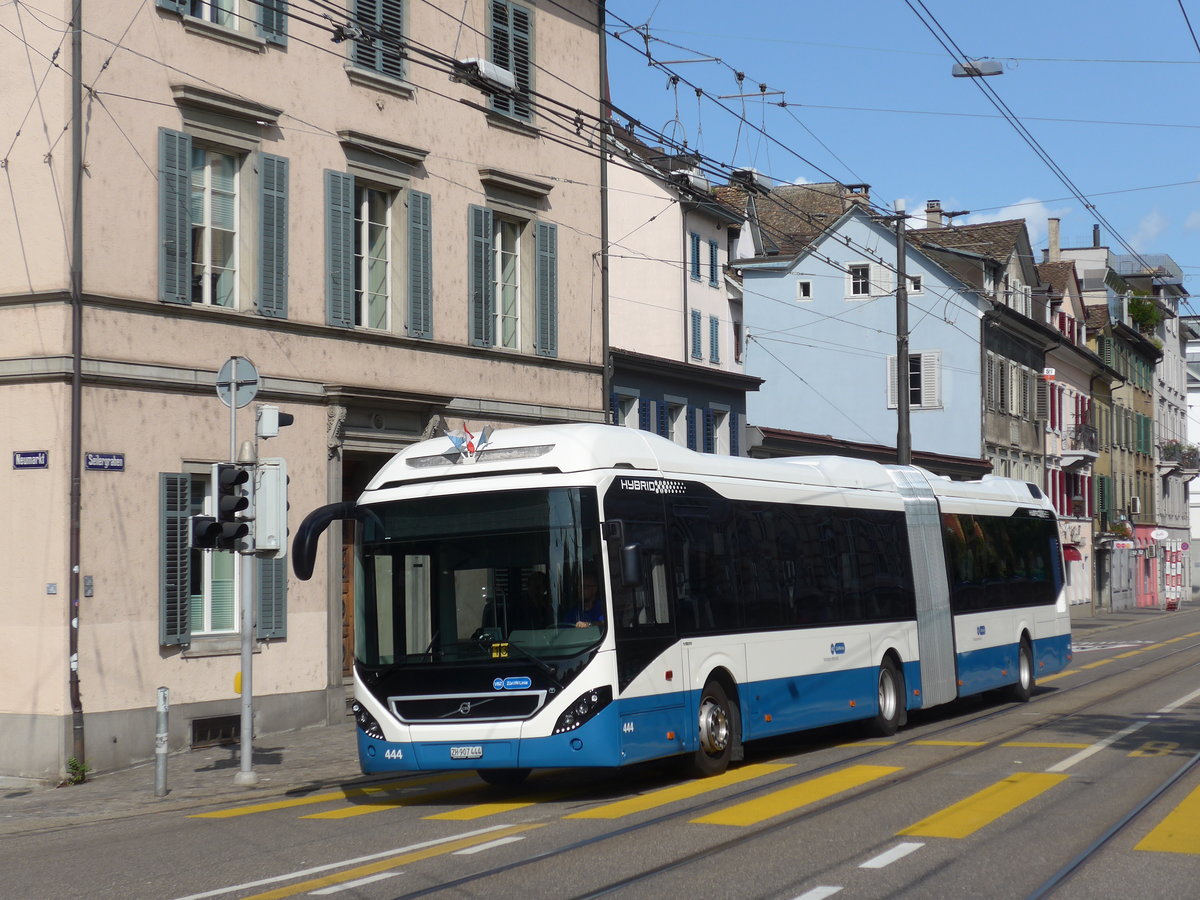 (183'717) - VBZ Zrich - Nr. 444/ZH 907'444 - Volvo am 20. August 2017 in Zrich, Neumarkt