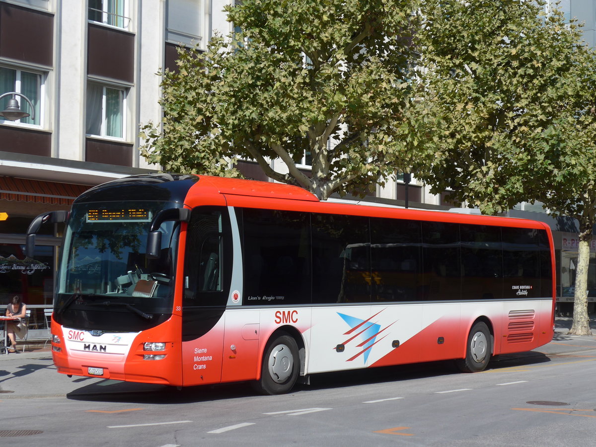 (184'160) - SMC Montana - Nr. 33/VS 224'533 - MAN am 25. August 2017 beim Bahnhof Sierre (prov. Haltestelle)