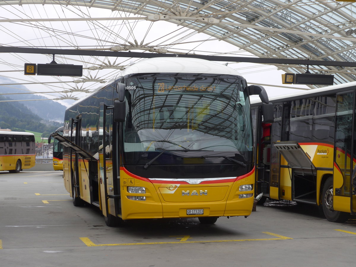 (184'769) - PostAuto Graubnden - GR 173'203 - MAN am 16. September 2017 in Chur, Postautostation