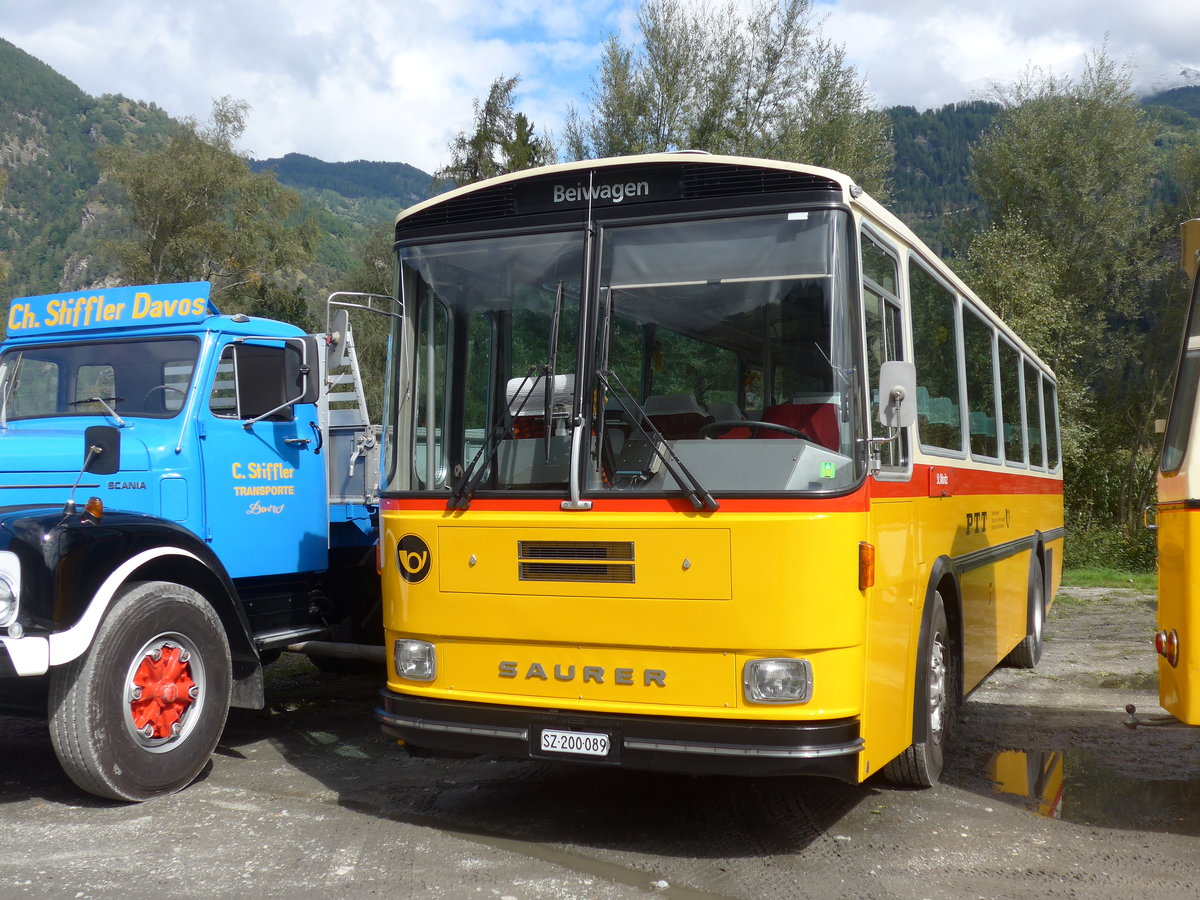 (184'990) - Inkamp, Altendorf - SZ 200'089 - Saurer/Tscher (ex Koch, Giswil; ex Selfors, Meiringen; ex P 24'236) am 16. September 2017 in Cazis, Bndner Arena
