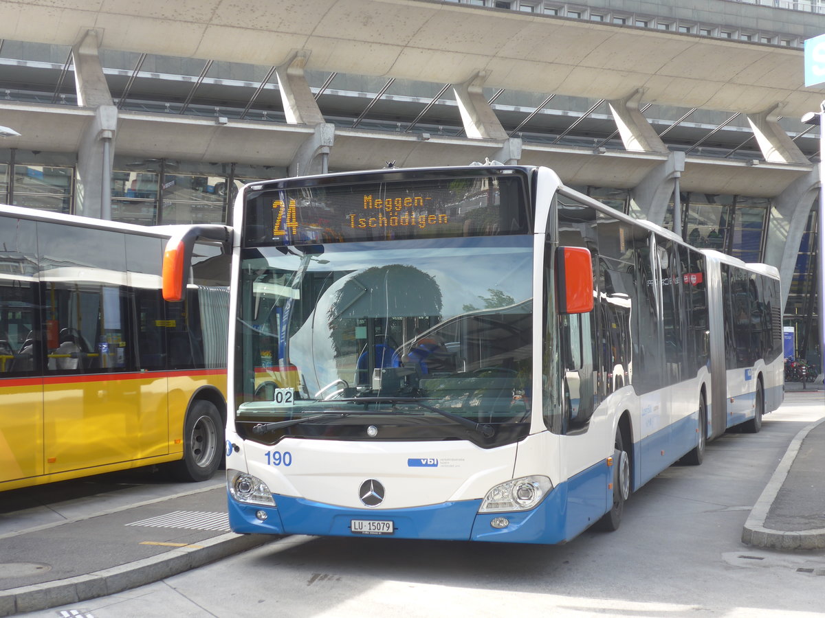 (185'181) - VBL Luzern - Nr. 190/LU 15'079 - Mercedes am 18. September 2017 beim Bahnhof Luzern