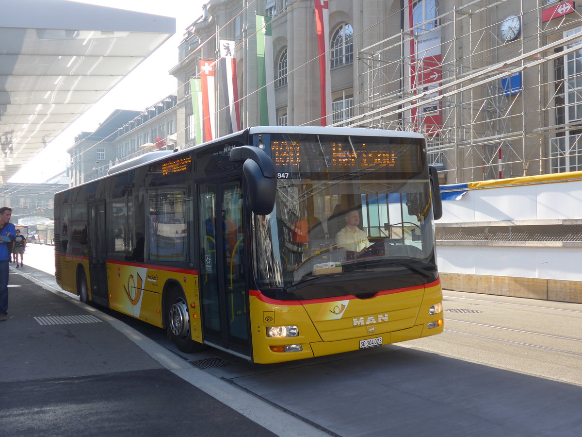 (185'953) - Postautobetriebe Unteres Toggenburg, Ltisburg - SG 304'023 - MAN am 19. Oktober 2017 beim Bahnhof St. Gallen