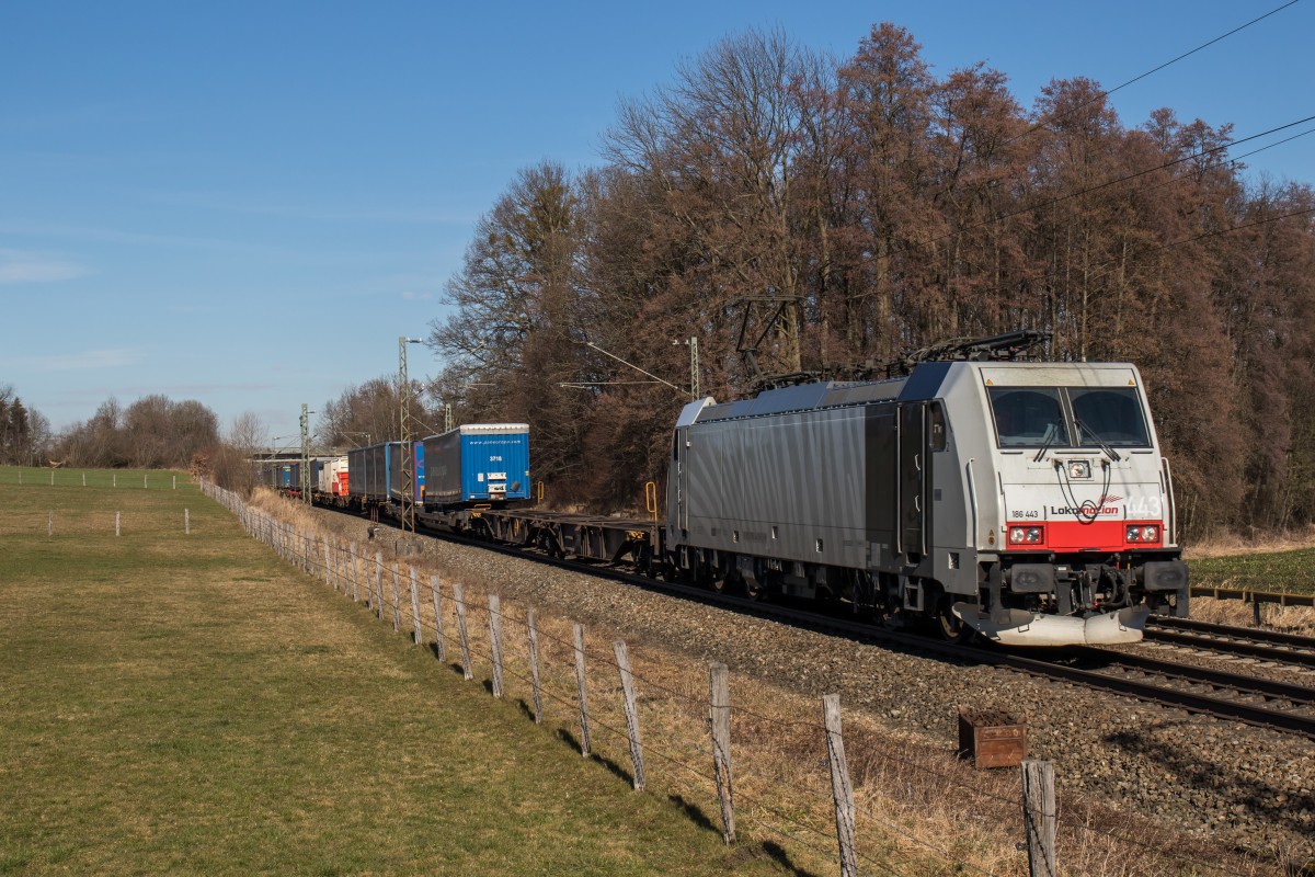 186 443-8 aus Mnchen kommend am 12. Februar 2016 bei Vogl.
