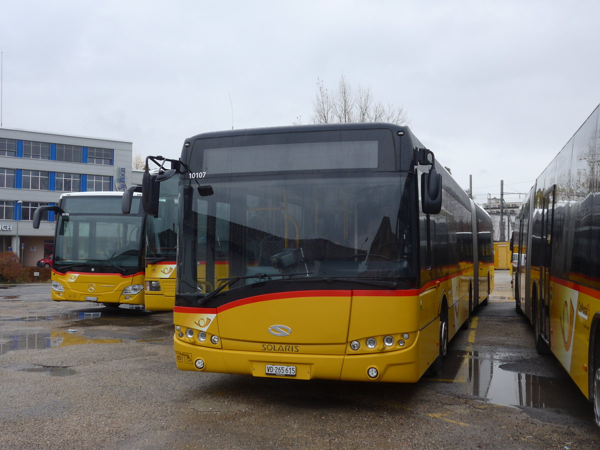 (186'657) - CarPostal Ouest - VD 265'615 - Solaris am 25. November 2017 in Yverdon, Garage