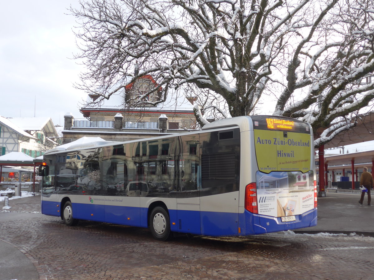 (186'896) - VZO Grningen - Nr. 16/ZH 41'416 - Mercedes am 9. Dezember 2017 beim Bahnhof Wetzikon