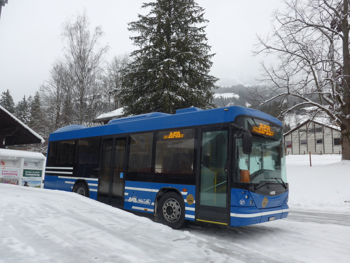 (186'934) - AFA Adelboden - Nr. 57/BE 272'798 - Scania/Hess am 10. Dezember 2017 beim Bahnhof Lenk