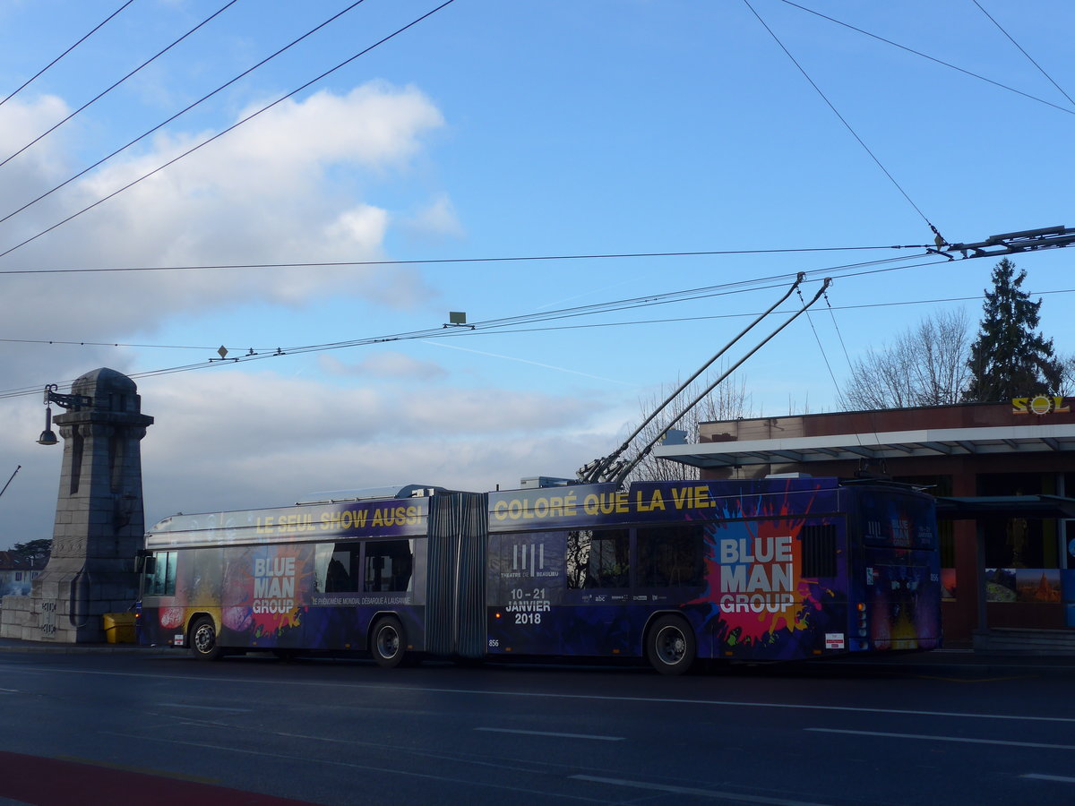 (187'184) - TL Lausanne - Nr. 856 - Hess/Hess Gelenktrolleybus am 23. Dezember 2017 in Lausanne, Chauderon