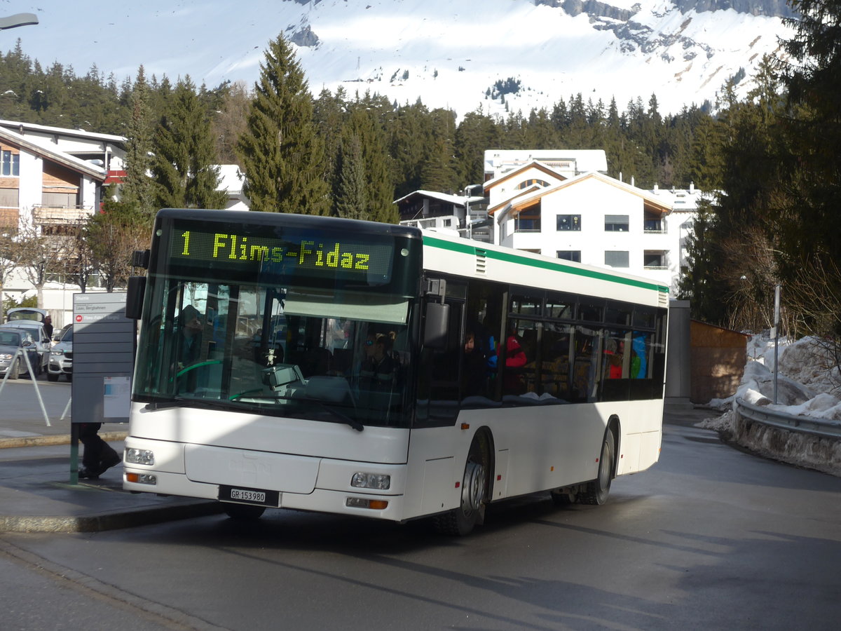 (187'366) - Stuppan, Flims - GR 153'980 - MAN (ex TN Neuchtel Nr. 226) am 26. Dezember 2017 in Laax, Bergbahnen