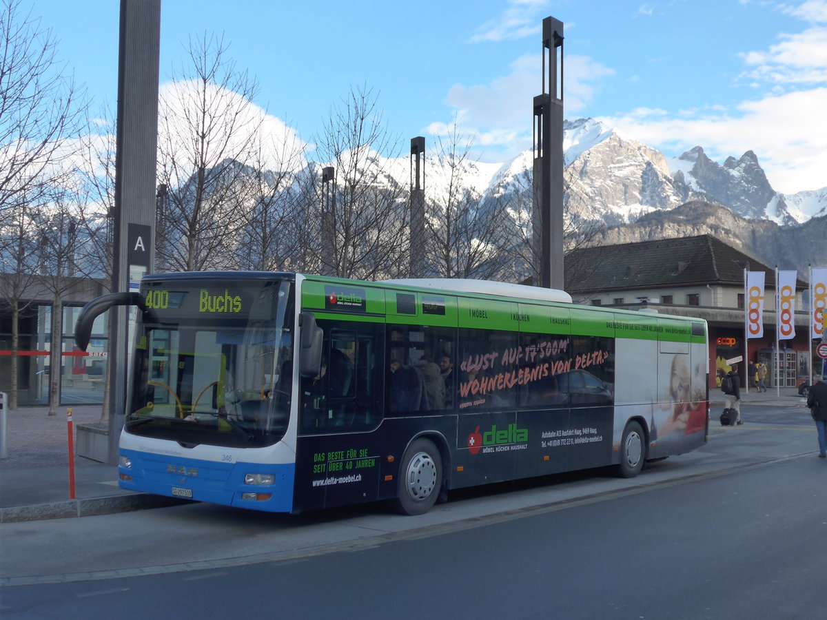 (187'424) - BSW Sargans - Nr. 346/SG 297'519 - MAN am 26. Dezember 2017 beim Bahnhof Sargans