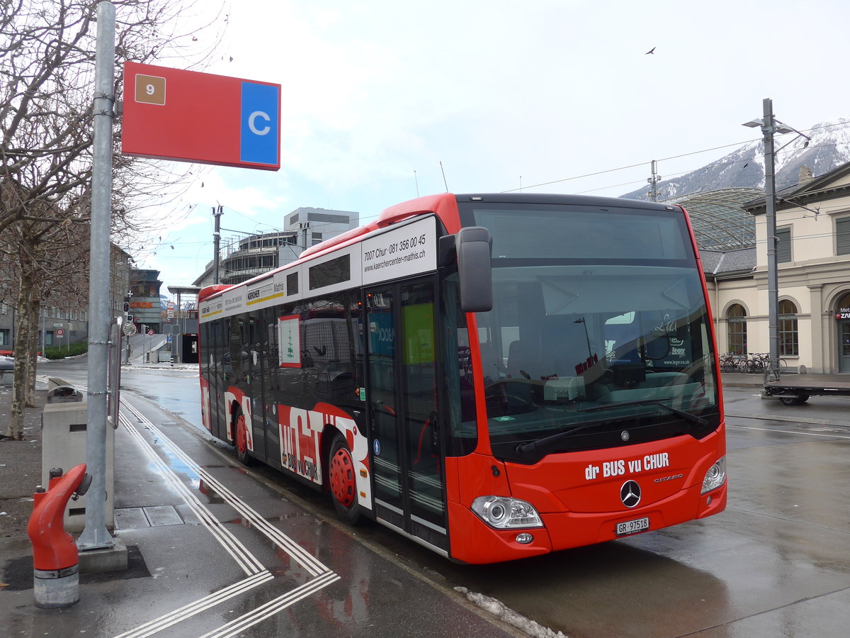 (187'539) - SBC Chur - Nr. 18/GR 97'518 - Mercedes am 1. Januar 2018 beim Bahnhof Chur