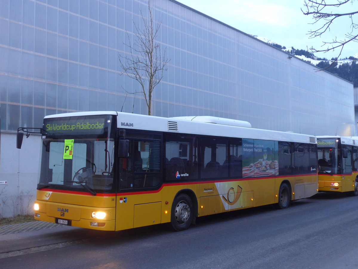 (187'682) - Wyss, Boningen - Nr. 38/SO 59'474 - MAN am 7. Januar 2018 beim Bahnhof Frutigen