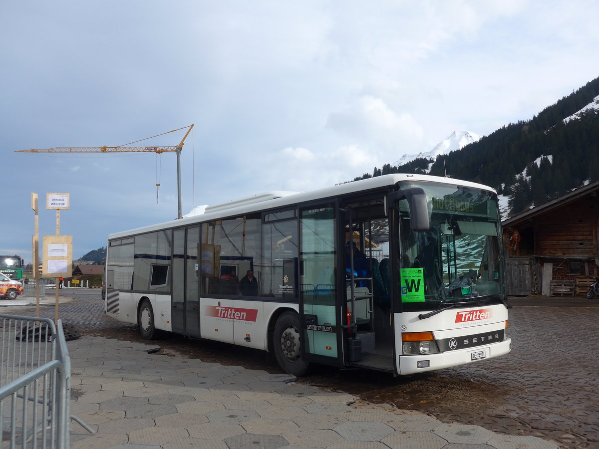 (187'769) - Tritten, Zweisimmen - Nr. 52/BE 26'971 - Setra (ex Interbus, Yverdon Nr. 52; ex AAGL Liestal Nr. 63) am 7. Januar 2018 in Adelboden, Weltcup