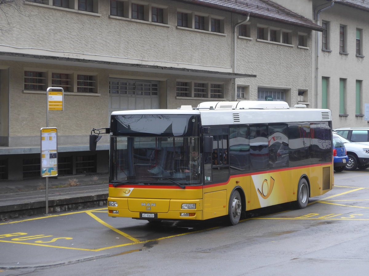 (187'983) - TPC Aigle - VS 93'610 - MAN/Gppel (ex VD 1174) am 20. Januar 2018 beim Bahnhof St-Maurice