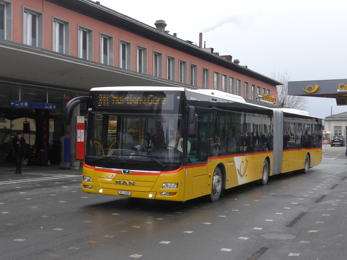 (188'034) - TMR Martigny - VS 1105 - MAN am 20. Januar 2018 beim Bahnhof Sion