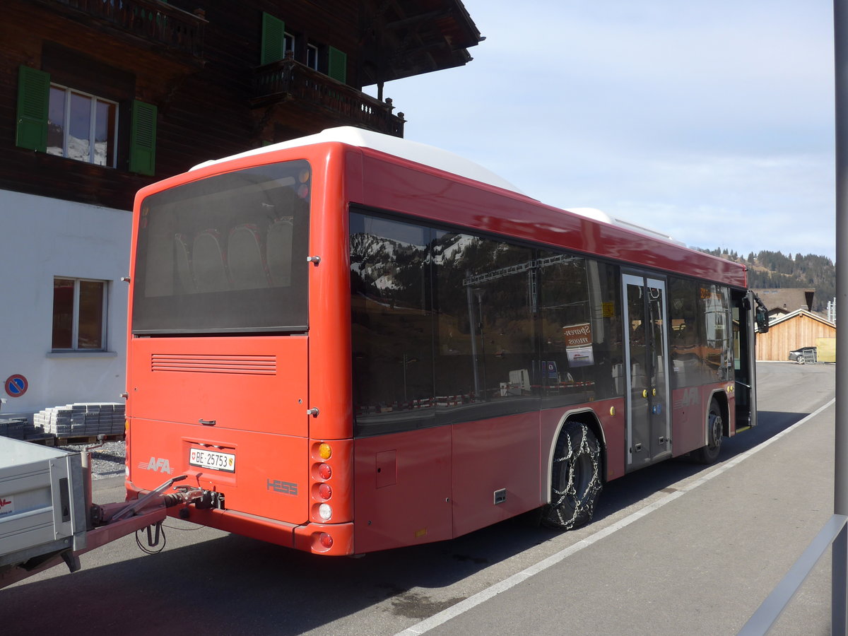 (188'075) - AFA Adelboden - Nr. 39/BE 25'753 - Scania/Hess am 28. Januar 2018 beim Bahnhof Zweisimmen