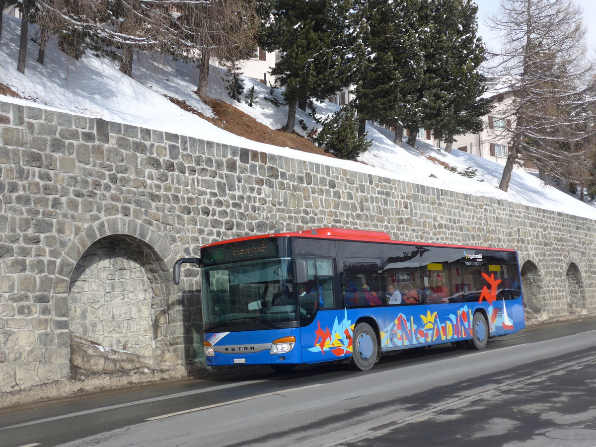 (188'126) - SBC Chur - Nr. 103/GR 100'103 - Setra (ex Nr. 13) am 3. Februar 2018 beim Bahnhof St. Moritz